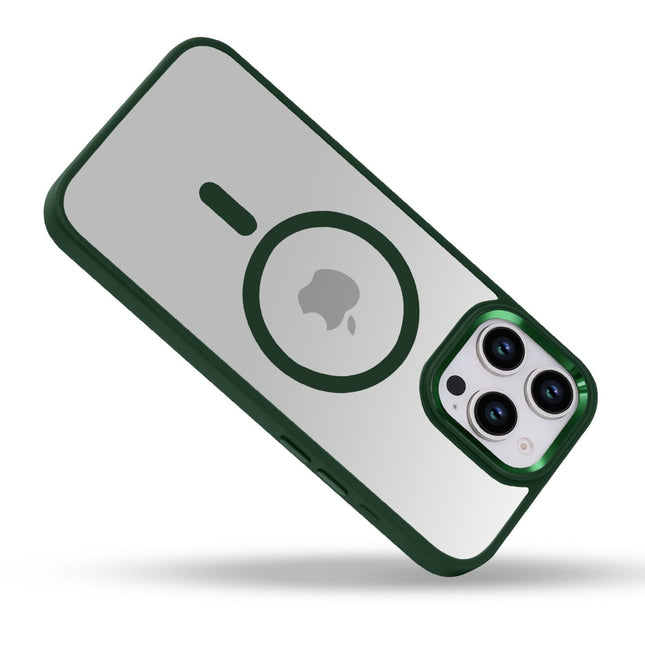 Hoesje voor iPhone 16 Pro Max Magsafe Glossy Frosted Magnetic Groen