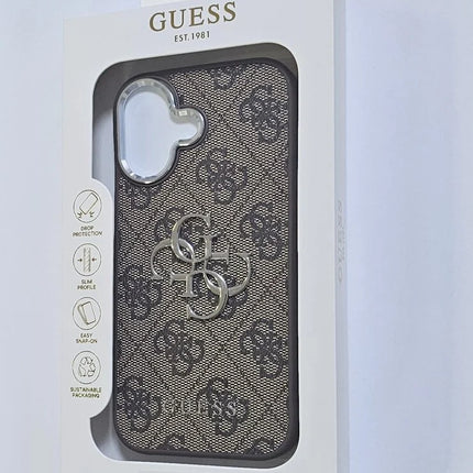 iPhone 17 Backcase hoesje - Guess - Effen Bruin - Kunstleer