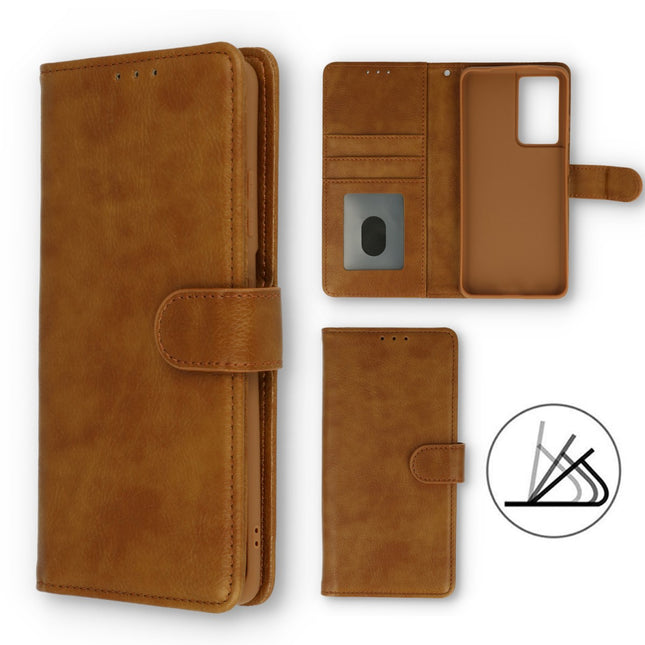 Samsung Galaxy A55 hoesje bookcase mapje wallet bruin