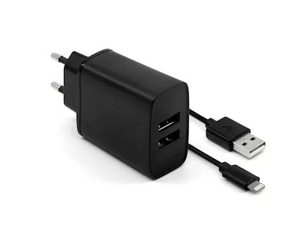 FIXED USB Charger 15W+ USB/Lightning Cable, black