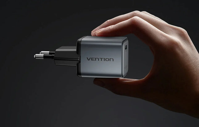 GaN Vention USB-C 20W oplader + USB-CL 1m kabel (grijs)