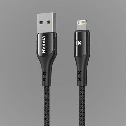 USB naar Lightning kabel Vipfan Kleurrijk X13, 3A, 1,2m (zwart)