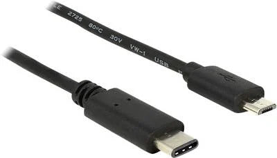 USB C naar Micro USB kabel | 1 meter | USB 2.0 Zwart)