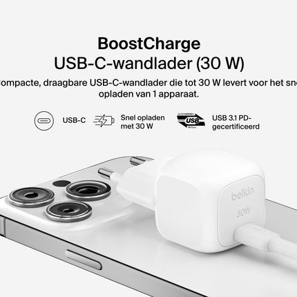 Belkin USB-C Wandlader 30W - Universeel