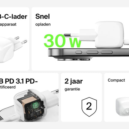Belkin USB-C Wandlader 30W - Universeel
