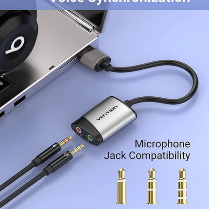Vention USB External Sound Card 0.15M Gray Metal Type