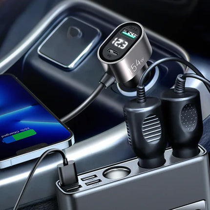 Joyrom Autolader met twee sigarettenaanstekeraansluitingen, USB + USB-C, 154W Multi-Port