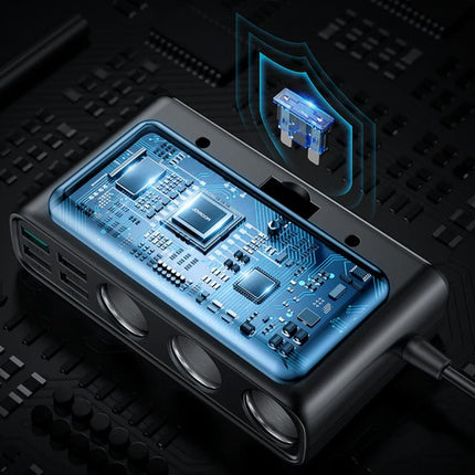 Joyrom Autolader met twee sigarettenaanstekeraansluitingen, USB + USB-C, 154W Multi-Port