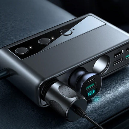 Joyrom Autolader met twee sigarettenaanstekeraansluitingen, USB + USB-C, 154W Multi-Port