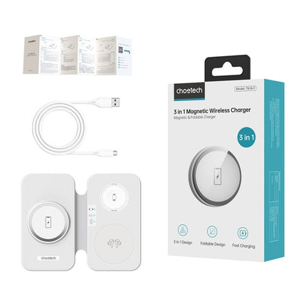 Choetech T616-F 3-in-1 inductieve lader (wit)