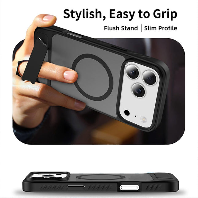 iPhone 17 Pro - Magnetic Magsafe Beugel Kickstand Case - Zwart
