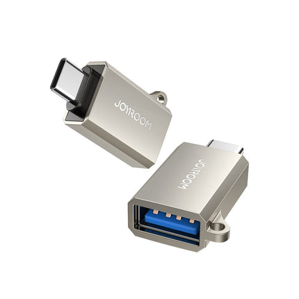 Joyroom S-H151 USB-C (mannelijk) / USB-A (vrouwelijk) adapter met oogje voor draagkoord - zilver