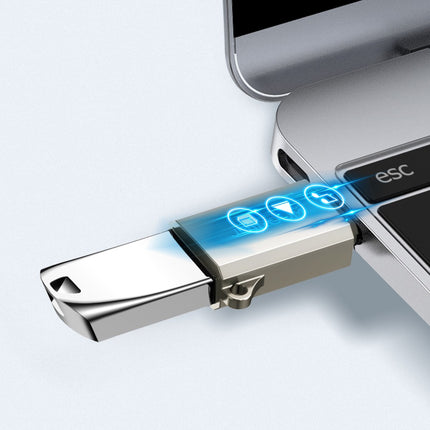 Joyroom S-H151 USB-C (mannelijk) / USB-A (vrouwelijk) adapter met oogje voor draagkoord - zilver