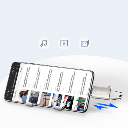 Joyroom S-H151 USB-C (mannelijk) / USB-A (vrouwelijk) adapter met oogje voor draagkoord - zilver