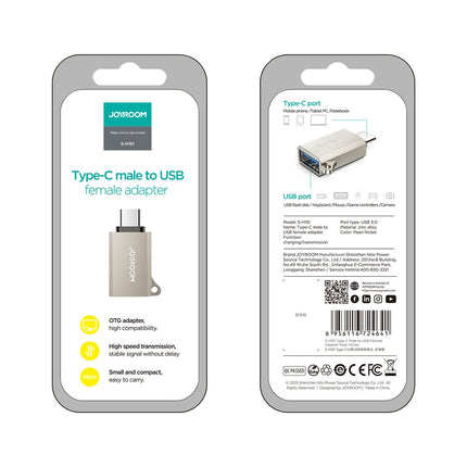 Joyroom S-H151 USB-C (mannelijk) / USB-A (vrouwelijk) adapter met oogje voor draagkoord - zilver