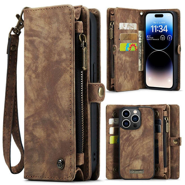Caseme Case iPhone 15 Pro - Multifunctional Wallet - Brown
