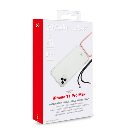 Celly Lacet Back Case + Adjustable Neck Strap For iPhone 11 Pro Max