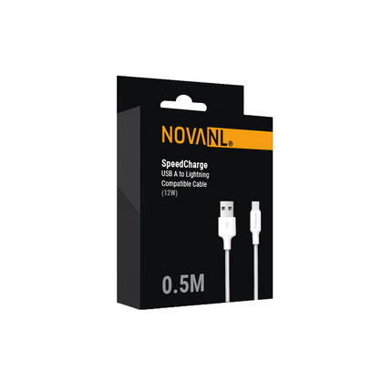 0.5 m korte USB A naar Lightning-kabel voor apple carplay wit