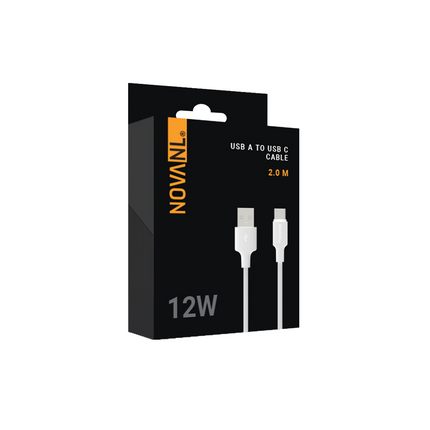 NOVANL SpeedCharge USB A naar USB-C kabel 12W (2M) wit