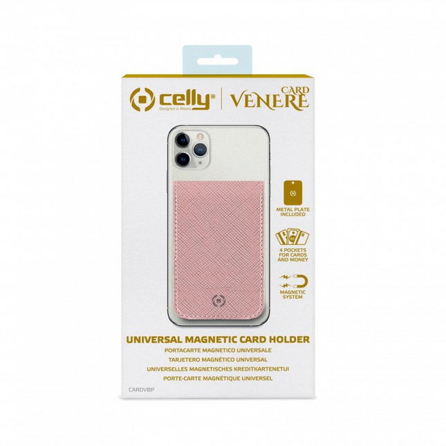 Celly Venere Universal Magnetic Card Holder Pink