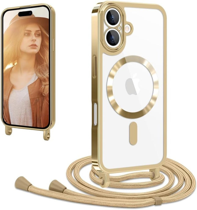 iPhone 17 Hoesje Magnetic Magsafe Koord Case - goud