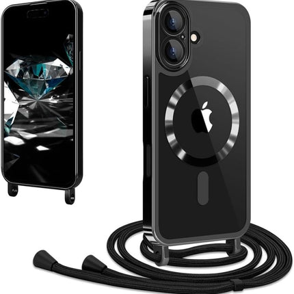 iPhone 17 Hoesje Magnetic Magsafe Koord Case - zwart