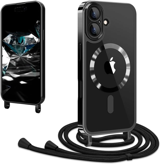 iPhone 17 Hoesje Magnetic Magsafe Koord Case - zwart