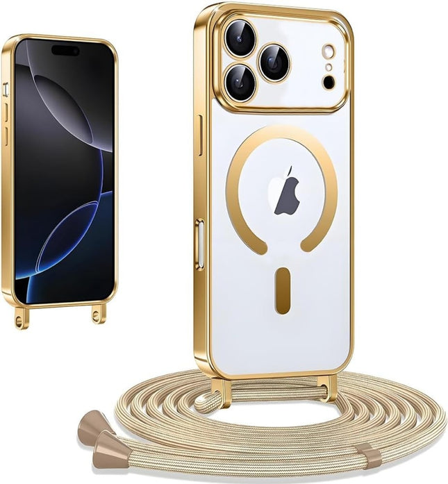 iPhone 17 Pro Max Hoesje Magnetic Magsafe Koord Case - goud