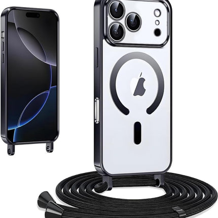 iPhone 17 Pro Max Hoesje Magnetic Magsafe Koord Case - zwart