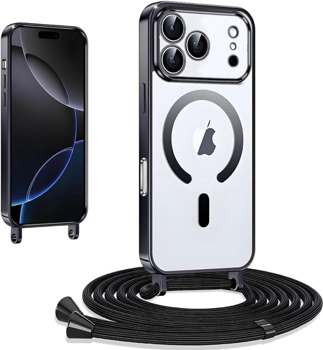 iPhone 17 Pro Max Hoesje Magnetic Magsafe Koord Case - zwart