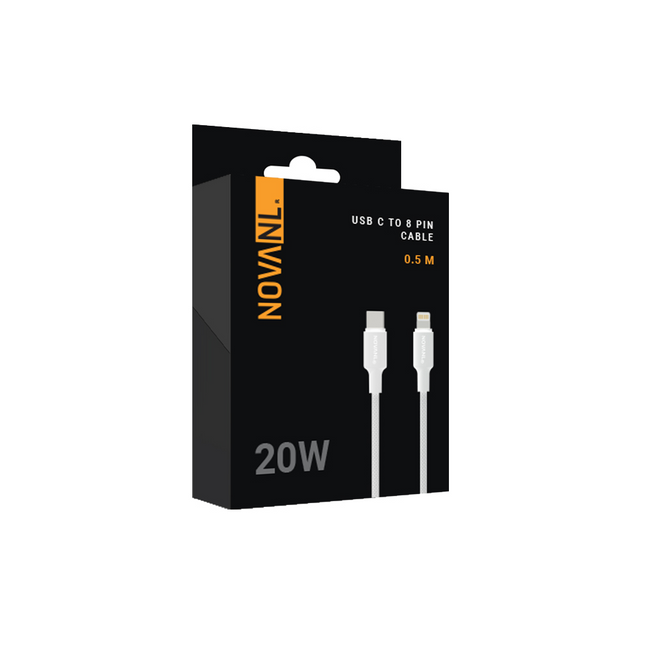 NOVANL SpeedCharge USB C naar 8-pins kabel 20W (0,5 m) Wit