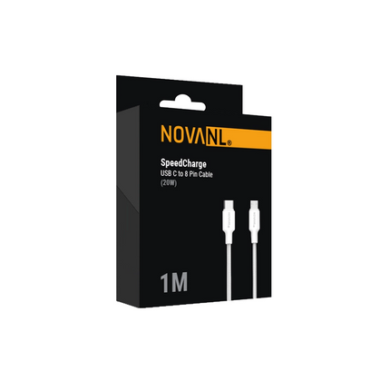 NOVANL SpeedCharge USB C naar 8-pins kabel 30W (1M) wit