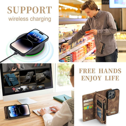 Caseme Case iPhone 15 Pro - Multifunctional Wallet - Brown