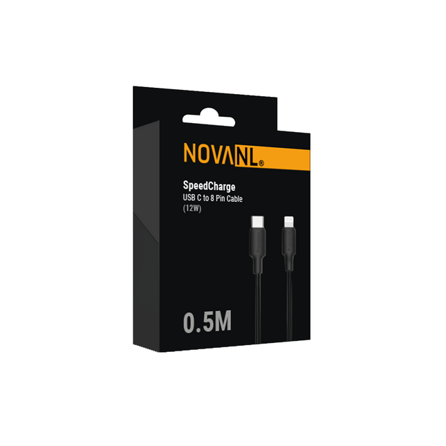 NOVANL SpeedCharge USB C naar 8-pins kabel 20W (0,5 m) zwart