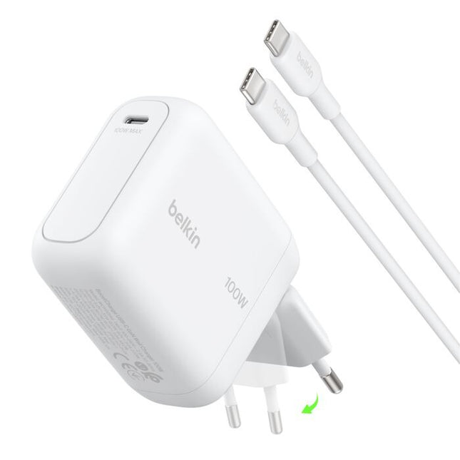 BoostCharge USB-C GaN Oplader (100 Watt ) + USB-C-kabel Wit
