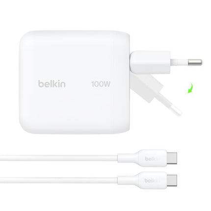 BoostCharge USB-C GaN Oplader (100 Watt ) + USB-C-kabel Wit