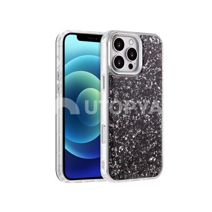Hoesje zwart bling glitters backcover iPhone 16e / 17e