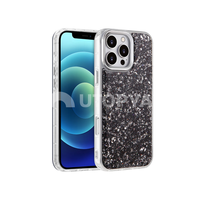 Hoesje zwart bling glitters backcover iPhone 16e / 17e