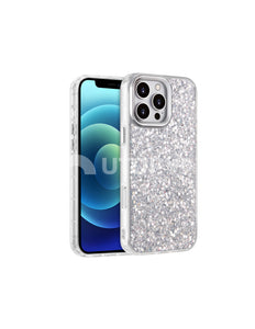 Hoesje zilver bling glitters backcover iPhone 16e / 17e