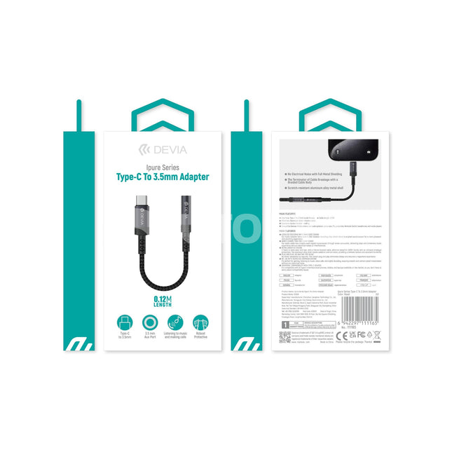 DEVIA USB-C to 3.5mm Jack Adapter (Black) (EC608)