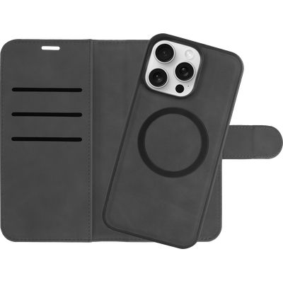 iPhone 15 Pro hoesje magneet wallet boekcase 2in1 case zwart