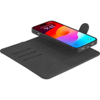 iPhone 15 Pro hoesje magneet wallet boekcase 2in1 case zwart