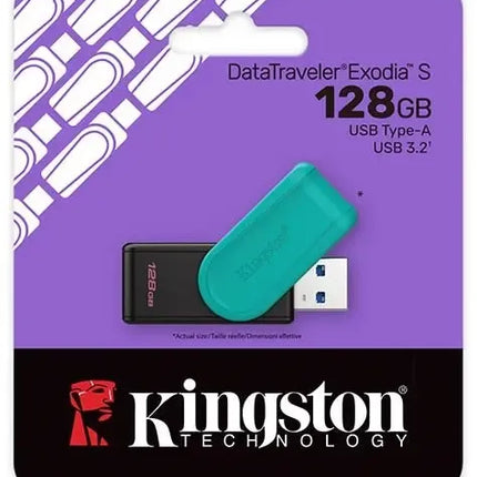 Kingston DataTraveler Exodia S USB-stick – 128 GB – USB 3.2 – Zwart