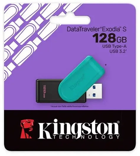 Kingston DataTraveler Exodia S USB-stick – 128 GB – USB 3.2 – Zwart