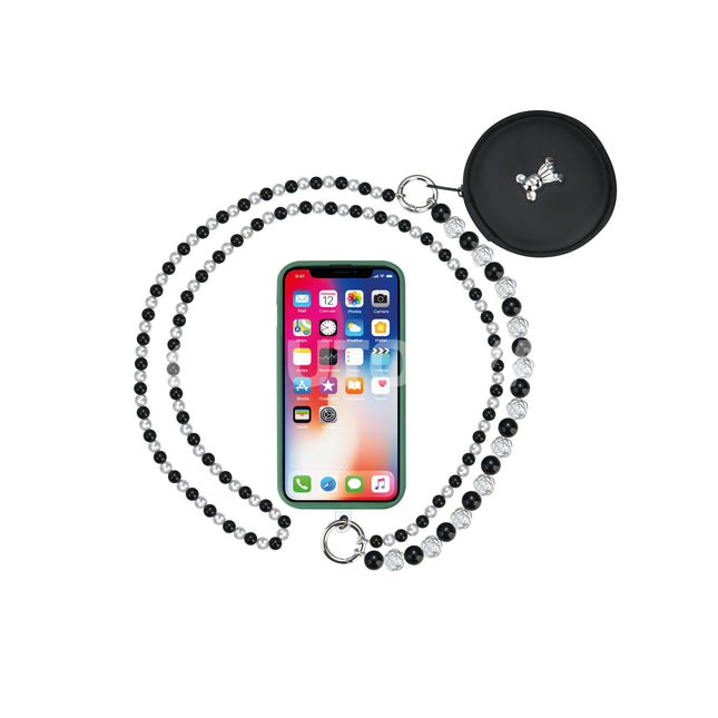 Universele Telefoonkoord - Verstelbare Telefoonketting - Koord voor Telefoon -Long Chain 120cm Olivia (Silver/Black)