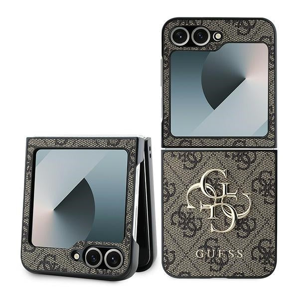 Samsung Z Flip 7 Backcase hoesje - Guess - Effen Bruin - Kunstleer