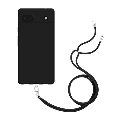 Just in Case Lanyard Case - Google Pixel 6a - Soft TPU Protective Cover with Necklace - Black