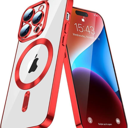 Hoesje voor iPhone 16 Magnetic Magsafe Lens Protection Case Rood
