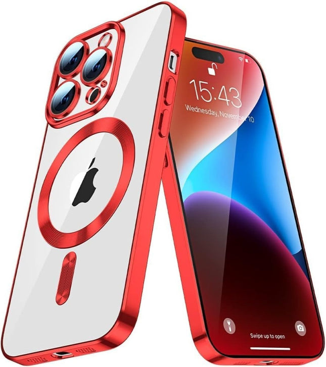 Hoesje voor iPhone 16 Magnetic Magsafe Lens Protection Case Rood