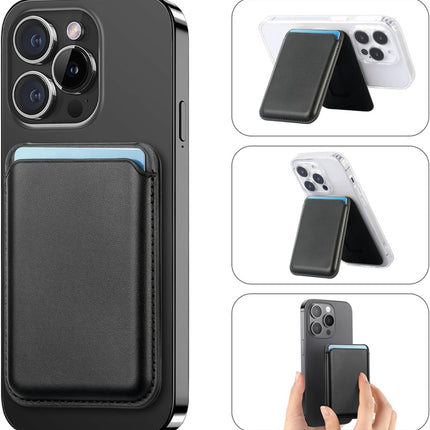 Magnetic MagSafe Wallet Card Holder Met Kickstand - Zwart